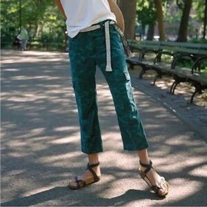 NWT Anthropologie dark turquoise army pattern cropped pants